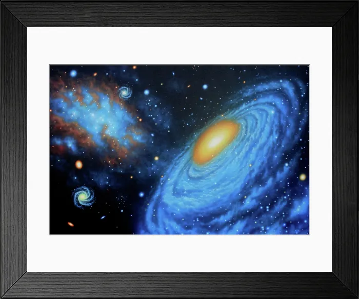 Framed Print : Galaxies Colliding, Illustration Framed Print : Galaxies Colliding, Illustration