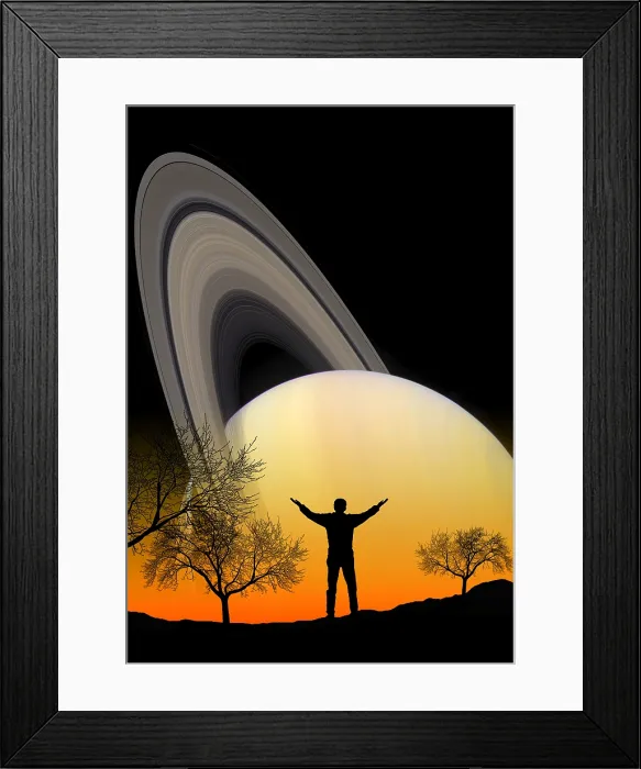 Framed Print : Astronomy. An amateur astronomer looking at Saturn Framed Print : Astronomy. An amateur astronomer looking at Saturn