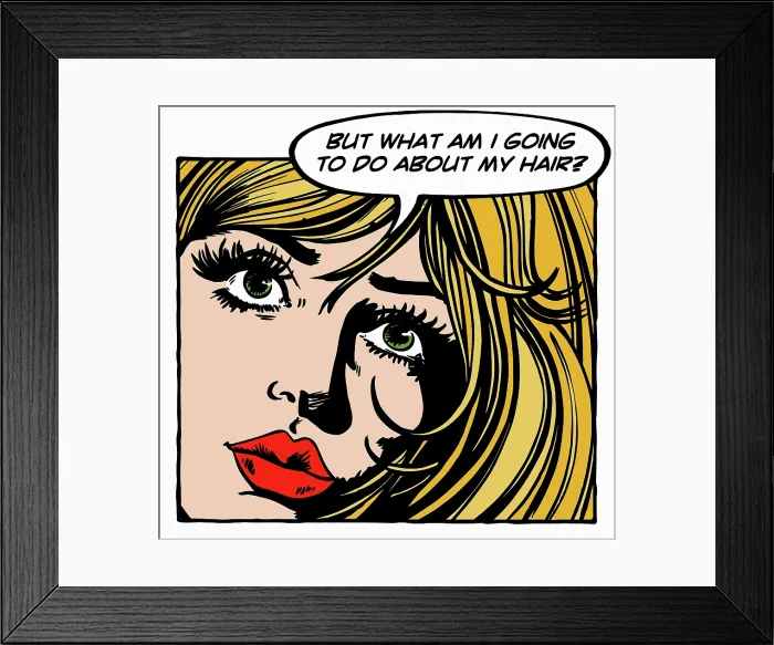 Framed Print : Close up of beautiful woman worrying about hair