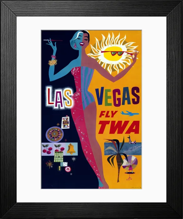 Framed Print : Las Vegas, Fly TWA Poster, Modern Vintage Advertisement Framed Print : Las Vegas, Fly TWA Poster, Modern Vintage Advertisement