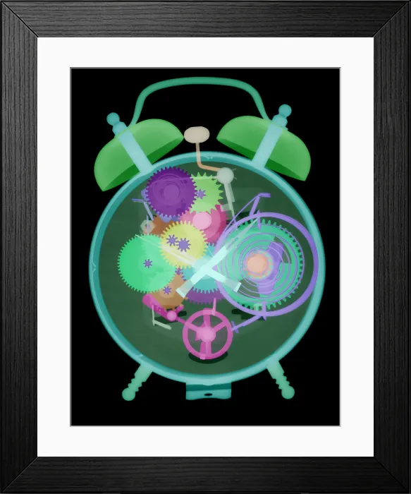 Framed Print : X-ray of an Alarm Clock