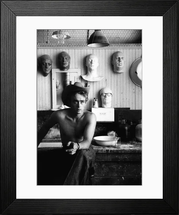 Framed Print : James Dean, Actor Shirtless and Wearing a Cowboy Hat, 1955