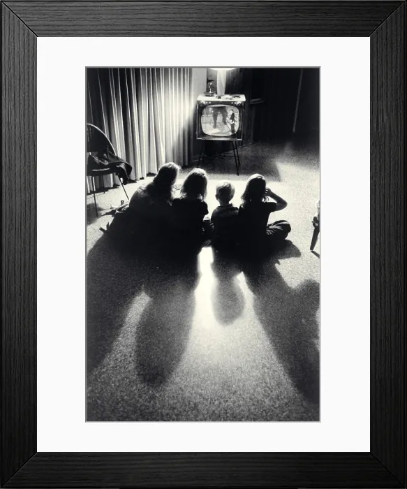 Framed Print : Siblings watching television Framed Print : Siblings watching television