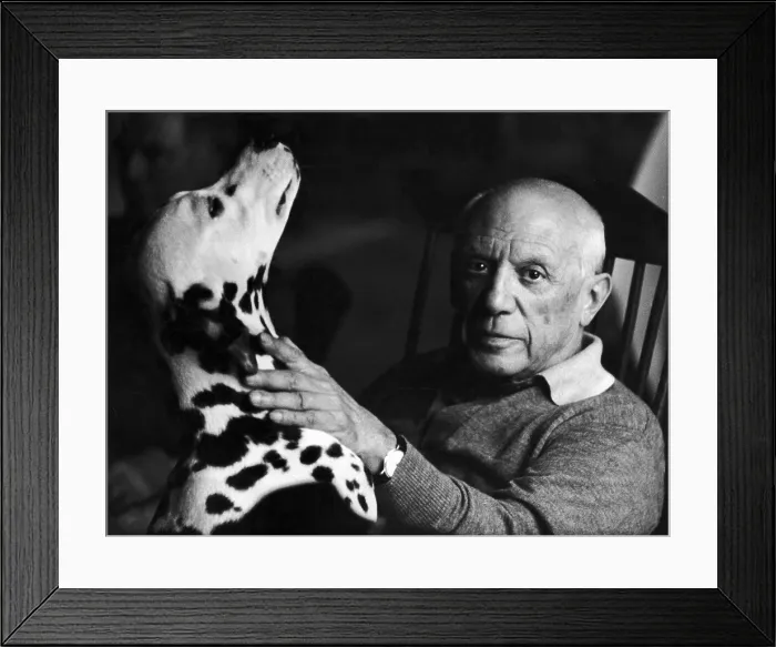 Framed Print : Pablo Picasso with his Dog, 1961 Framed Print : Pablo Picasso with his Dog, 1961