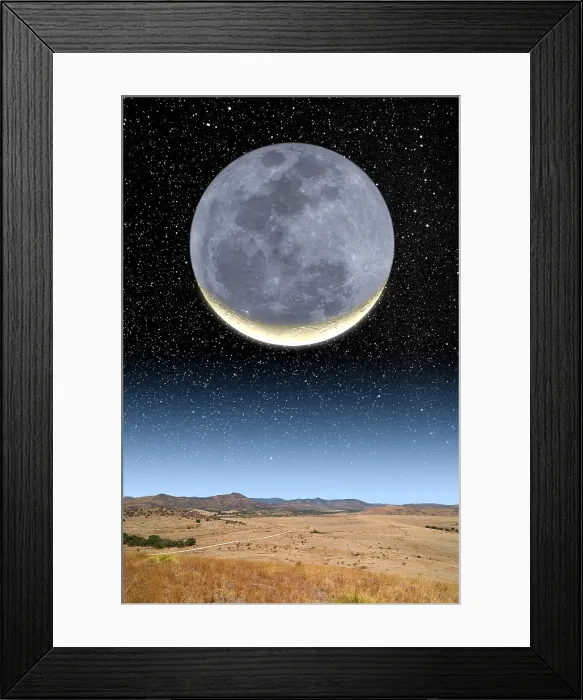 Framed Print : Crescent Moon and Earthshine