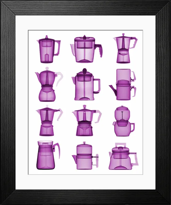 Framed Print : Coffee Pots X-ray