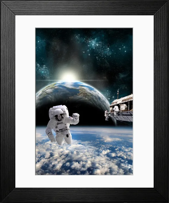Framed Print : Astronauts Working on Space Station, Concept