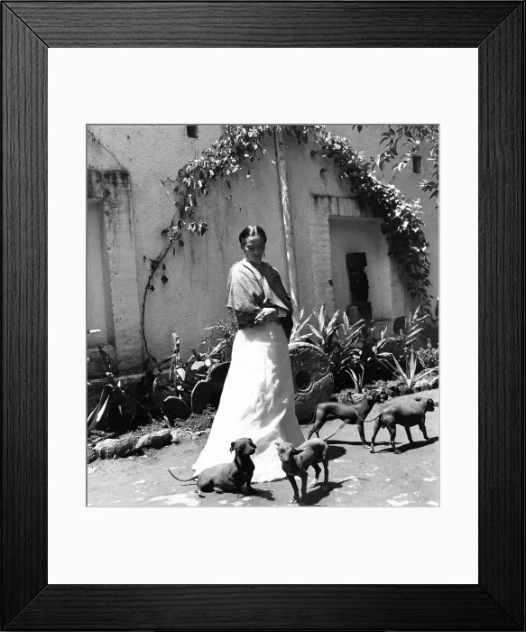 Framed Print : Artist Frida Kahlo with her pet dogs, Mexico