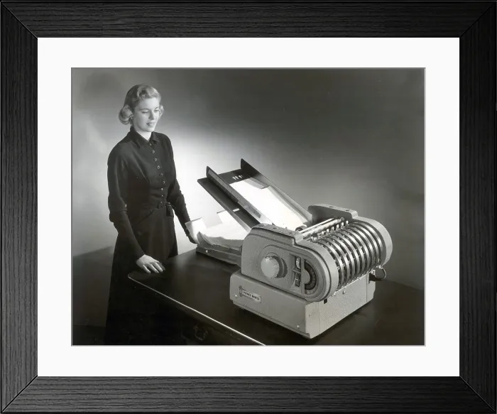 Framed Print : Pitney Bowles Electric Folding Machine Framed Print : Pitney Bowles Electric Folding Machine