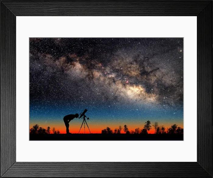 Framed Print : Milky Way and Silhouetted Stargazer
