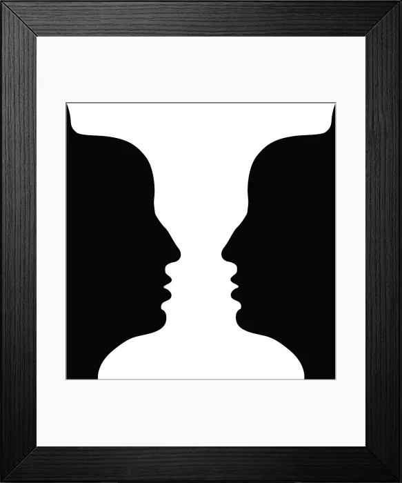 Framed Print : Optical Illusion, Rubin's Vase, Illustration