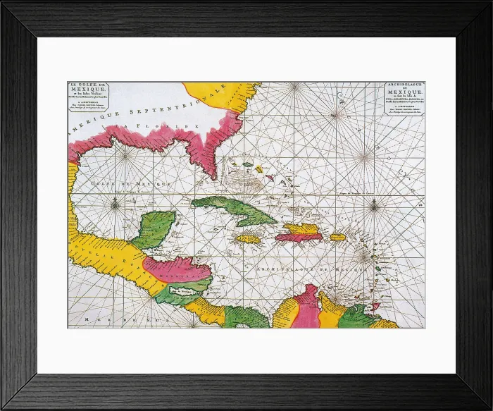 Framed Print : 1708 Map of the Spanish Main