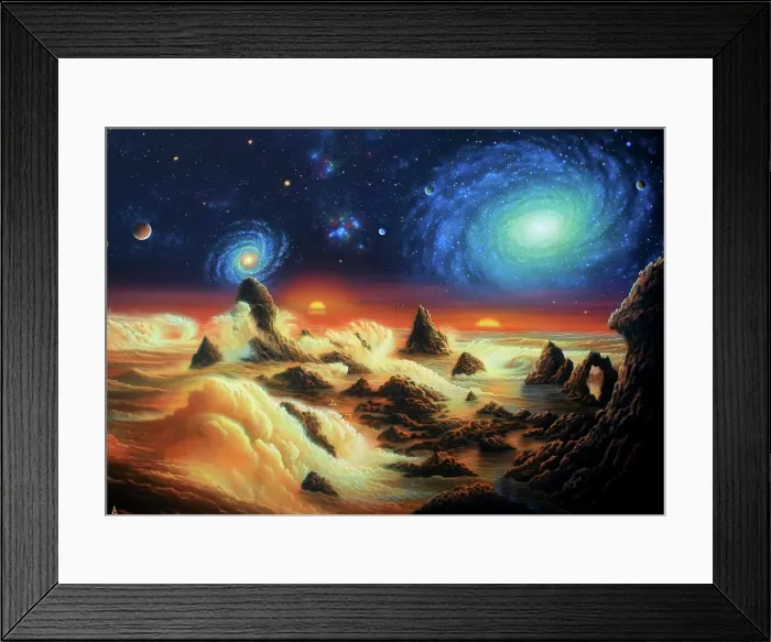Framed Print : Twin Galaxies, Illustration