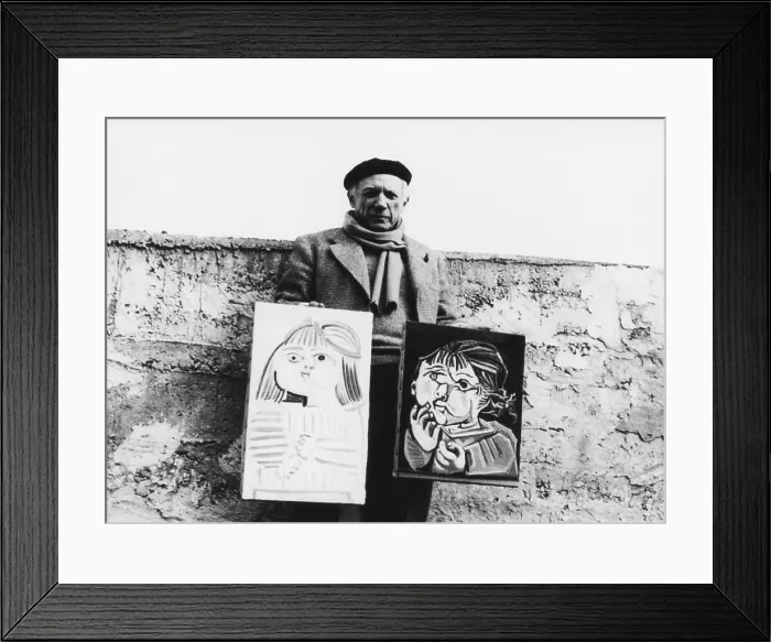 Framed Print : Picasso with Paintings, 1951 Framed Print : Picasso with Paintings, 1951