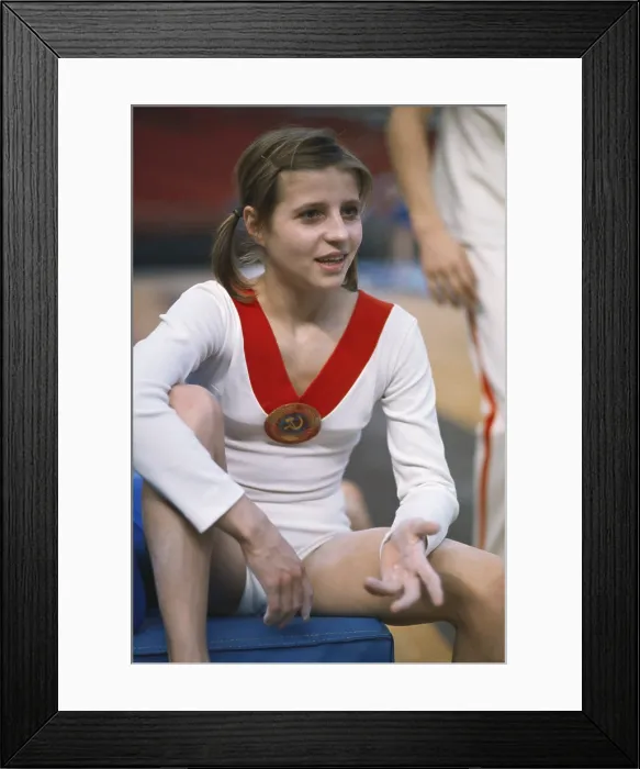 Framed Print : Olympic gold medalist, Soviet gymnast, Olga Korbut