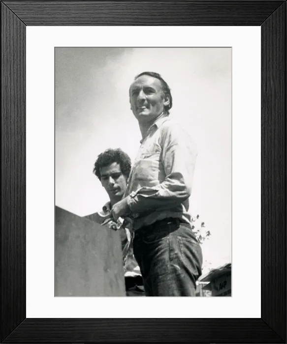 Framed Print : Larry Rivers Painting with Son, Lincoln Square, 1963 Framed Print : Larry Rivers Painting with Son, Lincoln Square, 1963