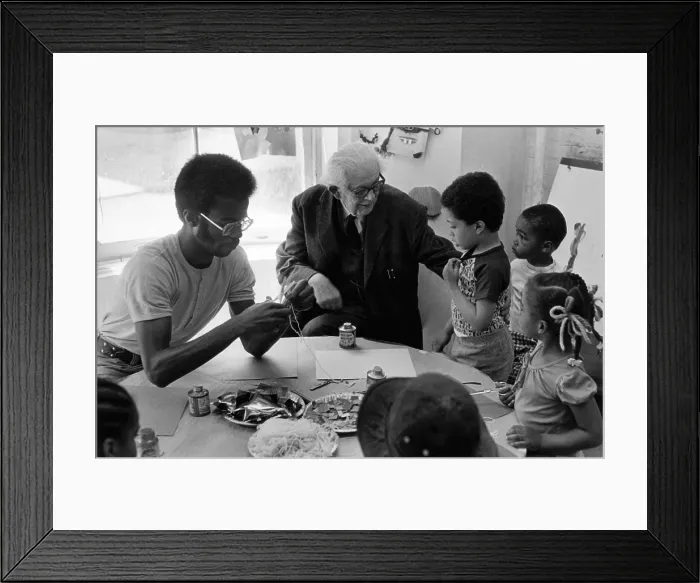 Framed Print : Psychologist Jean Piaget Teaching Children Framed Print : Psychologist Jean Piaget Teaching Children