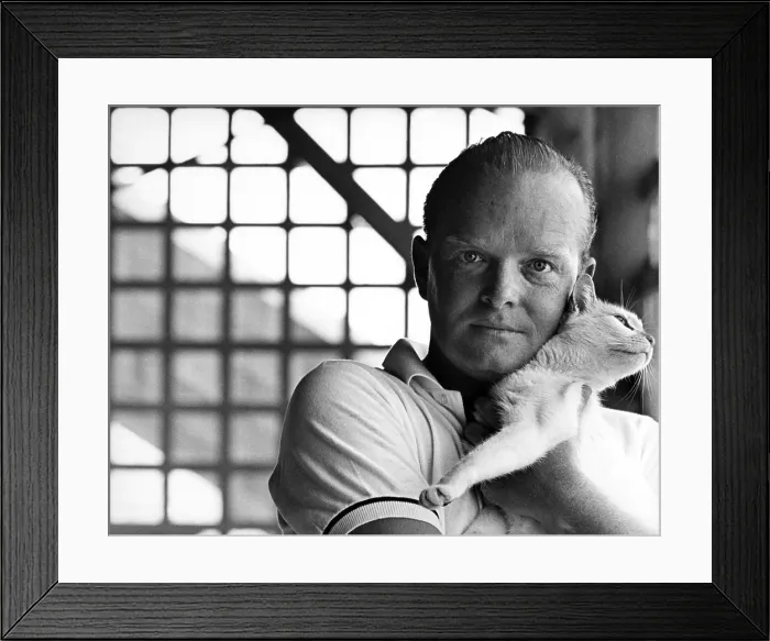 Framed Print : Truman Capote and his Cat, 1963 Framed Print : Truman Capote and his Cat, 1963