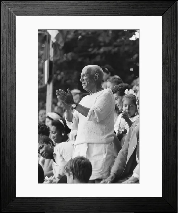 Framed Print : Picasso. Undated image of artist Pablo Picasso at a bullfight in Spain