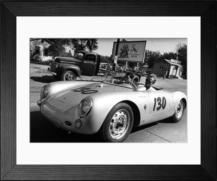 Framed Print : James Dean in 1955 in his Porsche Spyder Framed Print : James Dean in 1955 in his Porsche Spyder