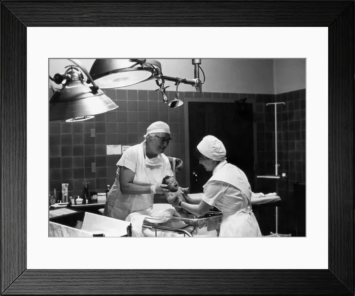 Framed Print : Dr. Apgar with Nurse and Infant