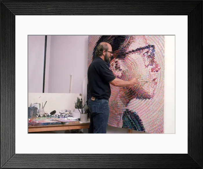 Framed Print : Chuck Close Painting 'Cindy Sherman', 1988 Framed Print : Chuck Close Painting 'Cindy Sherman', 1988