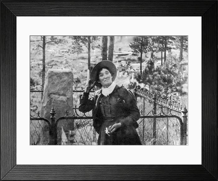 Framed Print : Calamity Jane At Wild Bill Hickok's Grave, 1903 Framed Print : Calamity Jane At Wild Bill Hickok's Grave, 1903