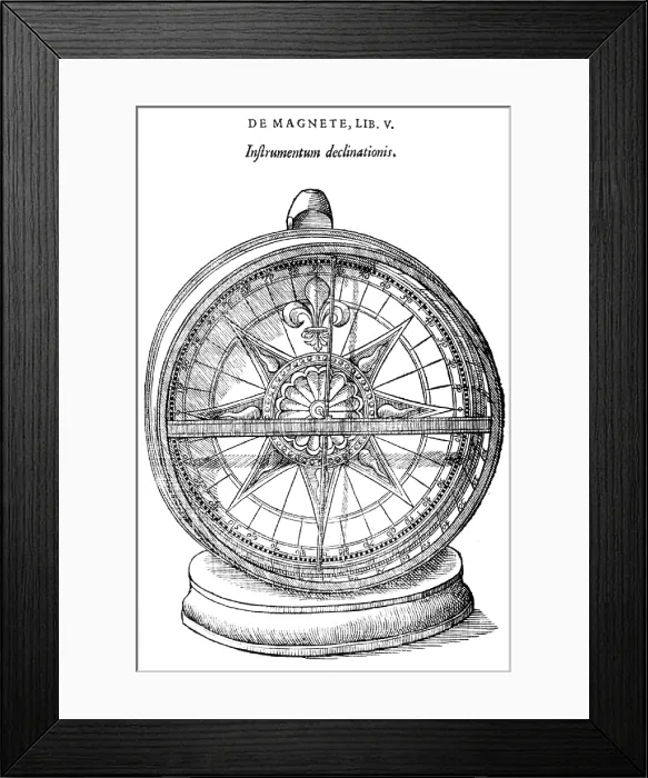 Framed Print : William Gilbert, Declinometer, 17th Century Framed Print : William Gilbert, Declinometer, 17th Century