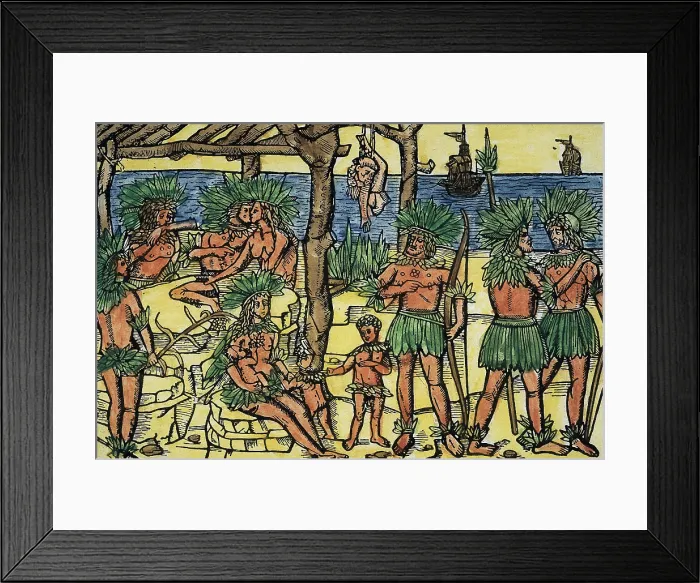 Framed Print : Red Indians as Cannibals, 1494 Framed Print : Red Indians as Cannibals, 1494