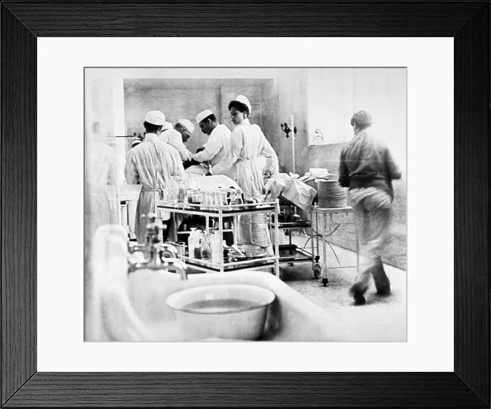 Framed Print : Early Surgery, John Hopkins Hospital, Students Observe in Operating Theater, Vintage Medical History