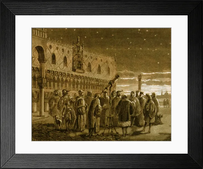 Framed Print : Galileo Galilei Demonstrating His Telescope, 1609 Framed Print : Galileo Galilei Demonstrating His Telescope, 1609