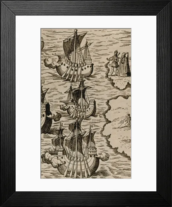 Framed Print : Columbus Caravels Depart Spain, 1492 Framed Print : Columbus Caravels Depart Spain, 1492