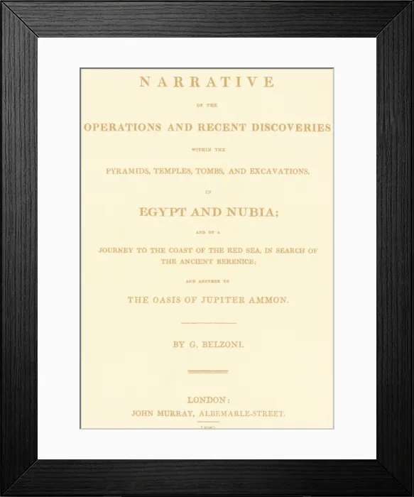 Framed Print : Title page of Belzoni's book Framed Print : Title page of Belzoni's book