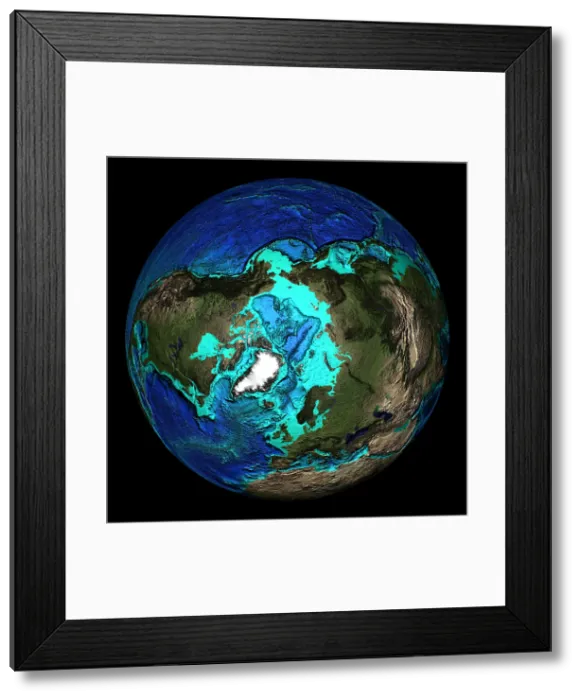 Framed Print : Topographical Map of Coordinates North Pole, 0 E