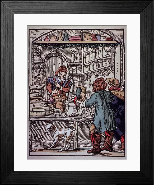 Framed Print : Apothecary, 16th Century Framed Print : Apothecary, 16th Century