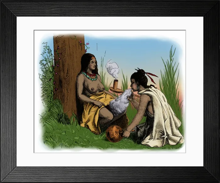 Framed Print : American Indian Midwife, Medicinal Tobacco Framed Print : American Indian Midwife, Medicinal Tobacco