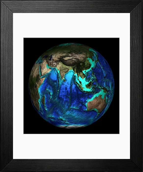 Framed Print : Topographical Map of Coordinates 0 N, 90 E Framed Print : Topographical Map of Coordinates 0 N, 90 E