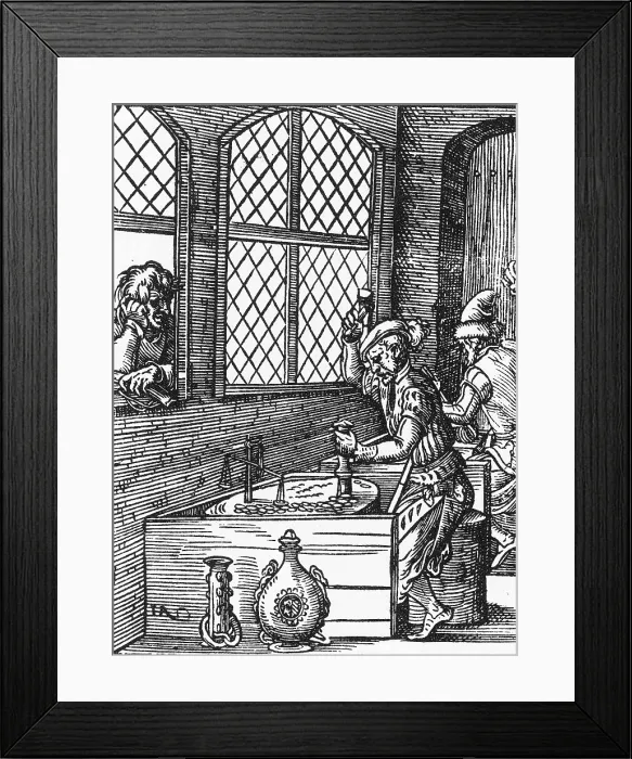 Framed Print : Coin Stamper, Medieval Tradesman
