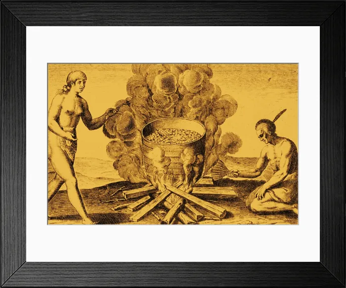 Framed Print : Native American Indian Cooking, 1588 Framed Print : Native American Indian Cooking, 1588