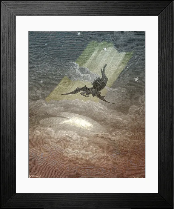 Framed Print : Satan Flying to Earth by Dore Framed Print : Satan Flying to Earth by Dore
