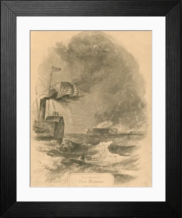 Framed Print : Bombardment of Fort Sumter, Charleston, 1861