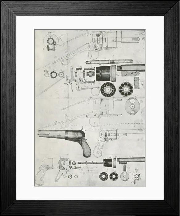 Framed Print : Colt Pistol, US Patent Diagram Framed Print : Colt Pistol, US Patent Diagram