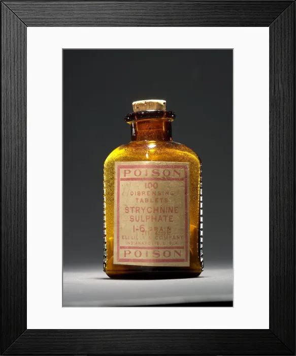 Framed Print : Poison Bottle, Strychnine Sulphate, 1910 Framed Print : Poison Bottle, Strychnine Sulphate, 1910