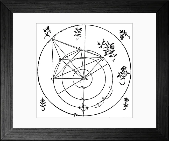 Framed Print : Brahe's Planetary Orbits, 16th Century