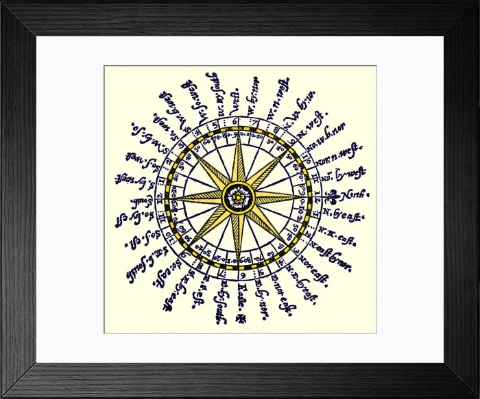 Framed Print : Compass Rose, 1607 Framed Print : Compass Rose, 1607