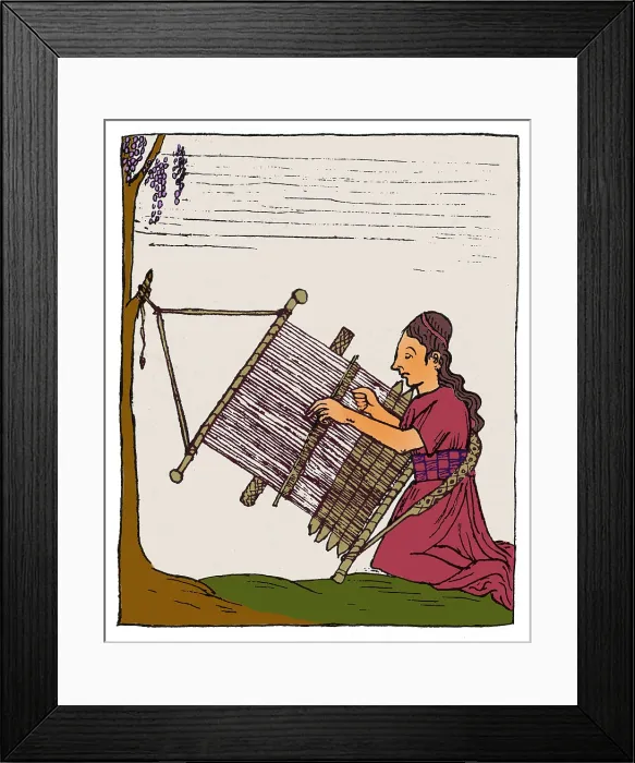 Framed Print : Incan Woman Weaving, 17th Century Framed Print : Incan Woman Weaving, 17th Century