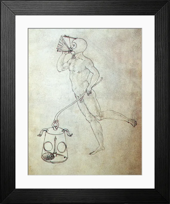 Framed Print : Sienese Invention for Breathing Underwater Framed Print : Sienese Invention for Breathing Underwater