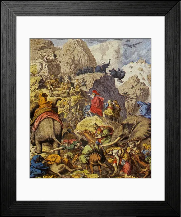 Framed Print : Hannibal's War Elephants Climb the Alps, Second Punic War