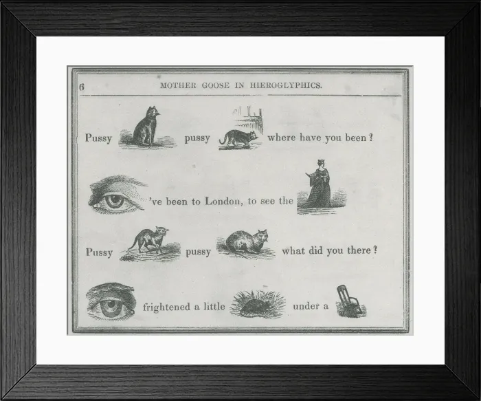 Framed Print : Mother Goose In Hieroglyphics, 1855 Framed Print : Mother Goose In Hieroglyphics, 1855