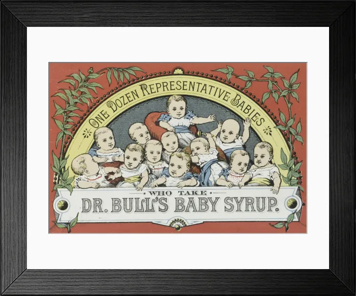 Framed Print : Dr. Bull's Baby Syrup, Trade Card, 1877